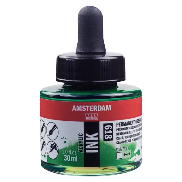 Acrylic Ink Bottle Permanent Green Light 30ml