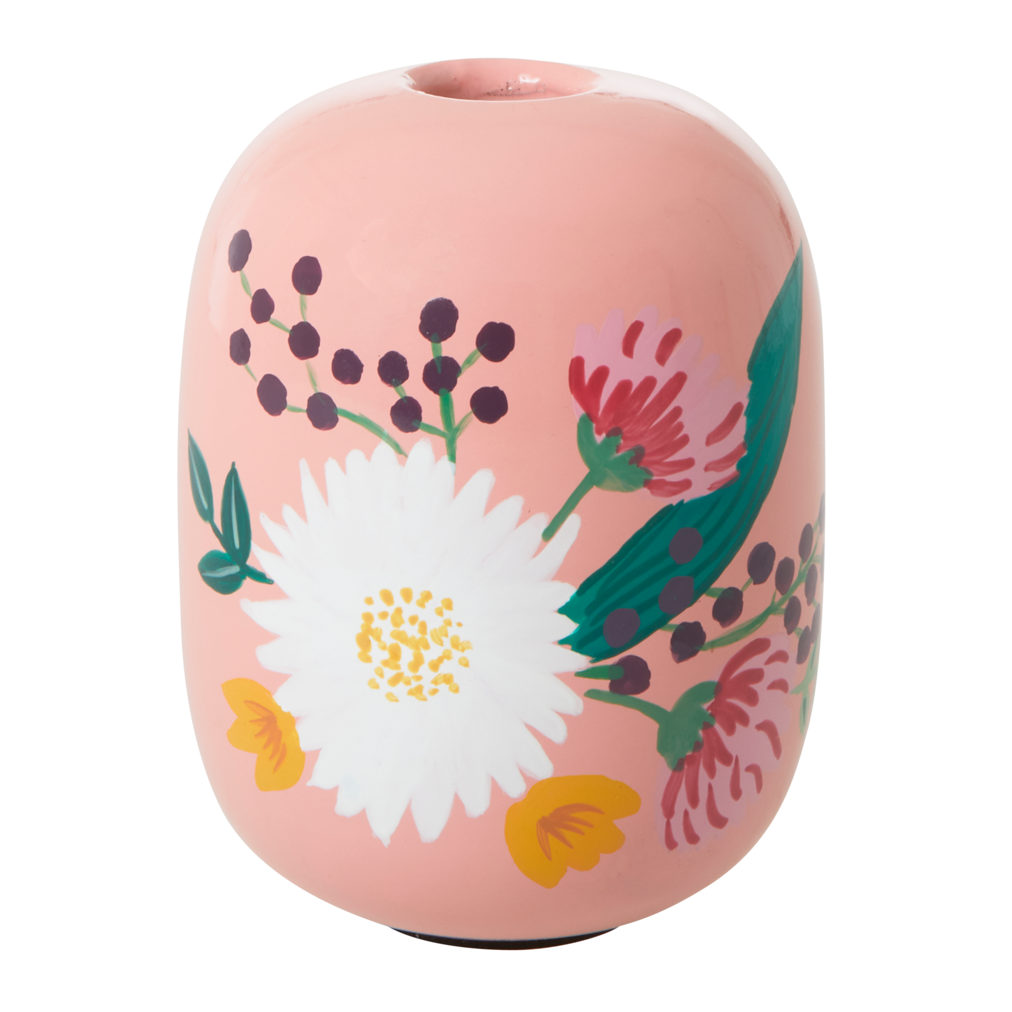 Rice - Metal Candleholder Large - Apricot w. Handpainted Flowers