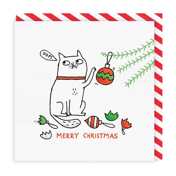 Oops Cat Merry Christmas Square Christmas Card