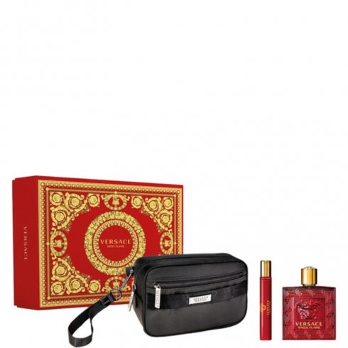 Versace - Eros Flame EDP 100 ml + EDP 10 ml + Pouch - Giftset