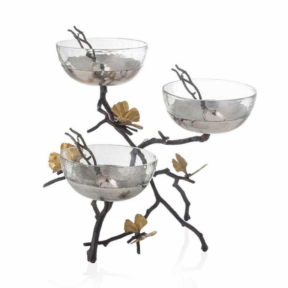Michael Aram I Butterfly Ginkgo Triple Bowl Set W/ Spoons