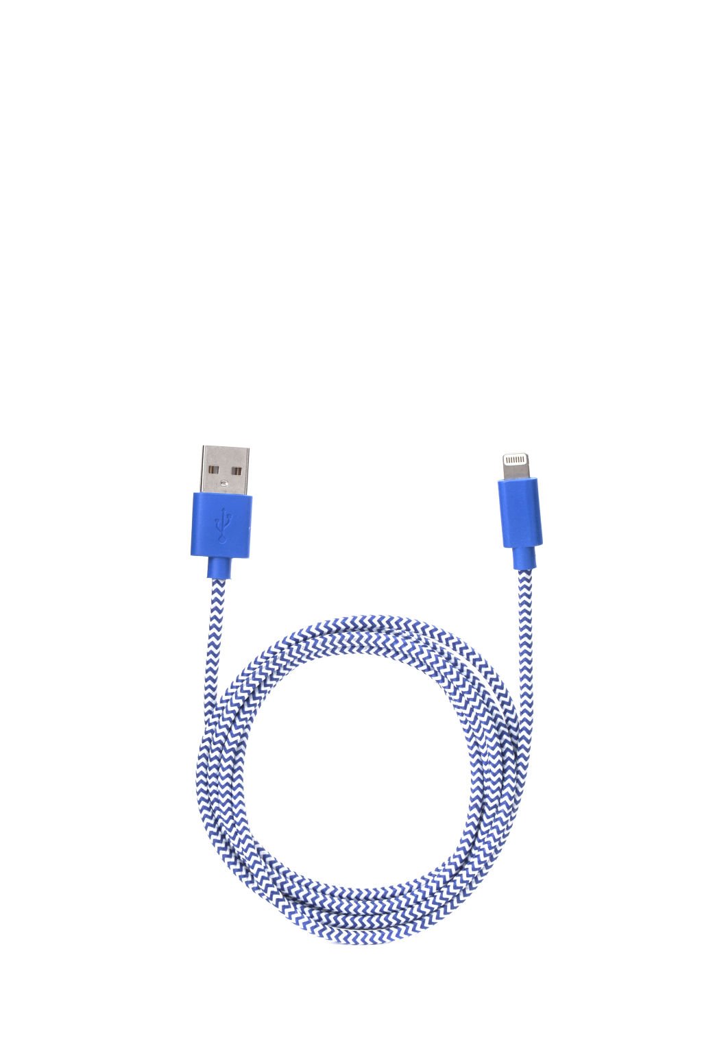 Blue Chevron Cotton Braided Charging Cable (US113-BL-EU)