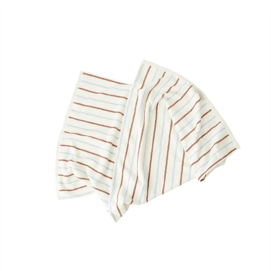 OYOY Living - Raita Organic Towel - 50x100 cm - Caramel / Ice Blue