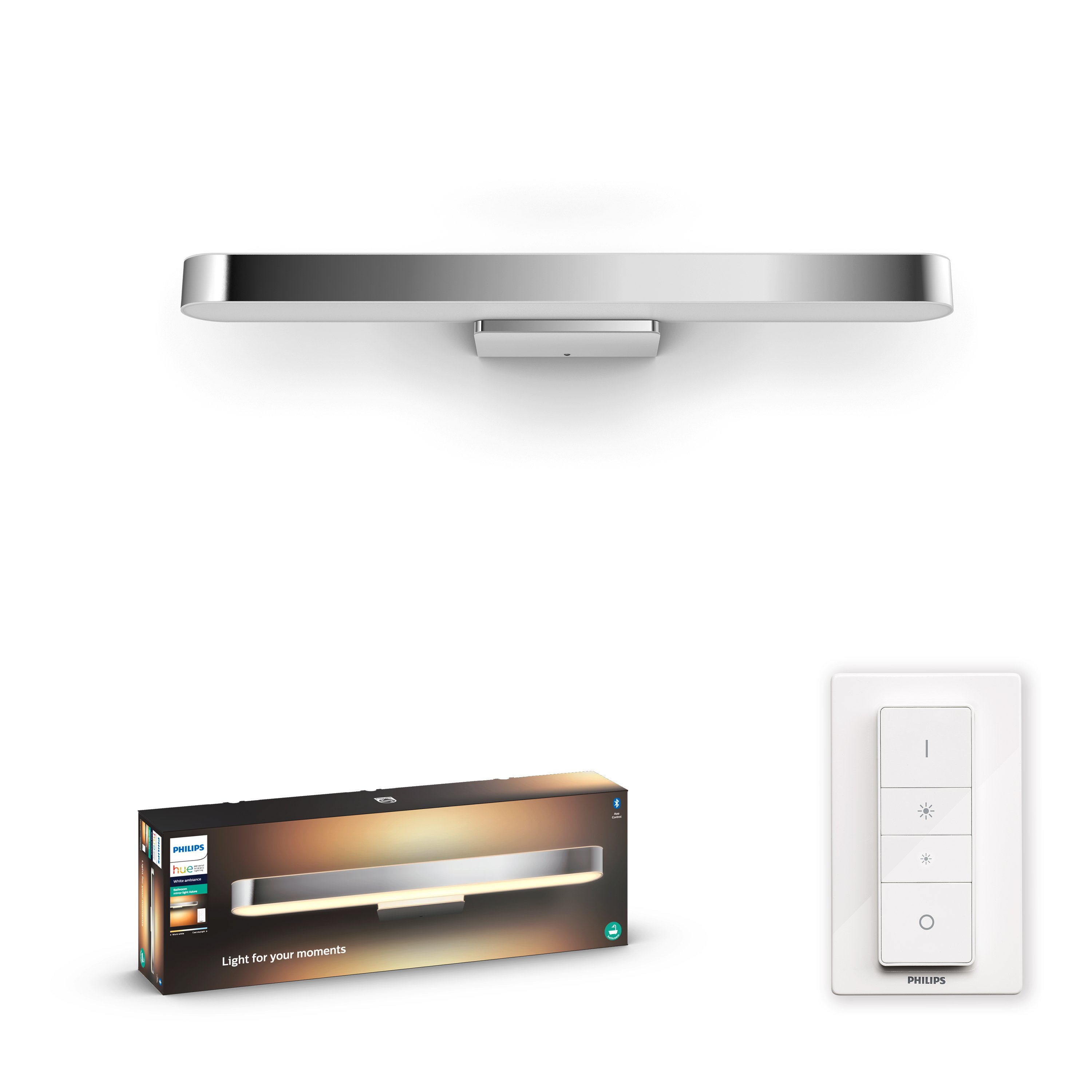 Philips Hue - Adore Hue Wall Lamp Chrome - White Ambiance - Bluetooth Included Dimmer switch