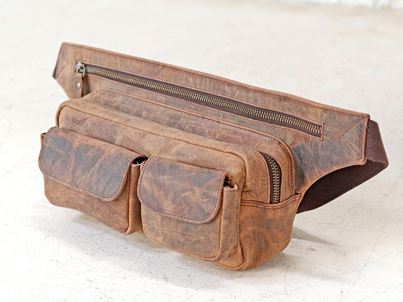 Men's Leather Belt Bag Brown