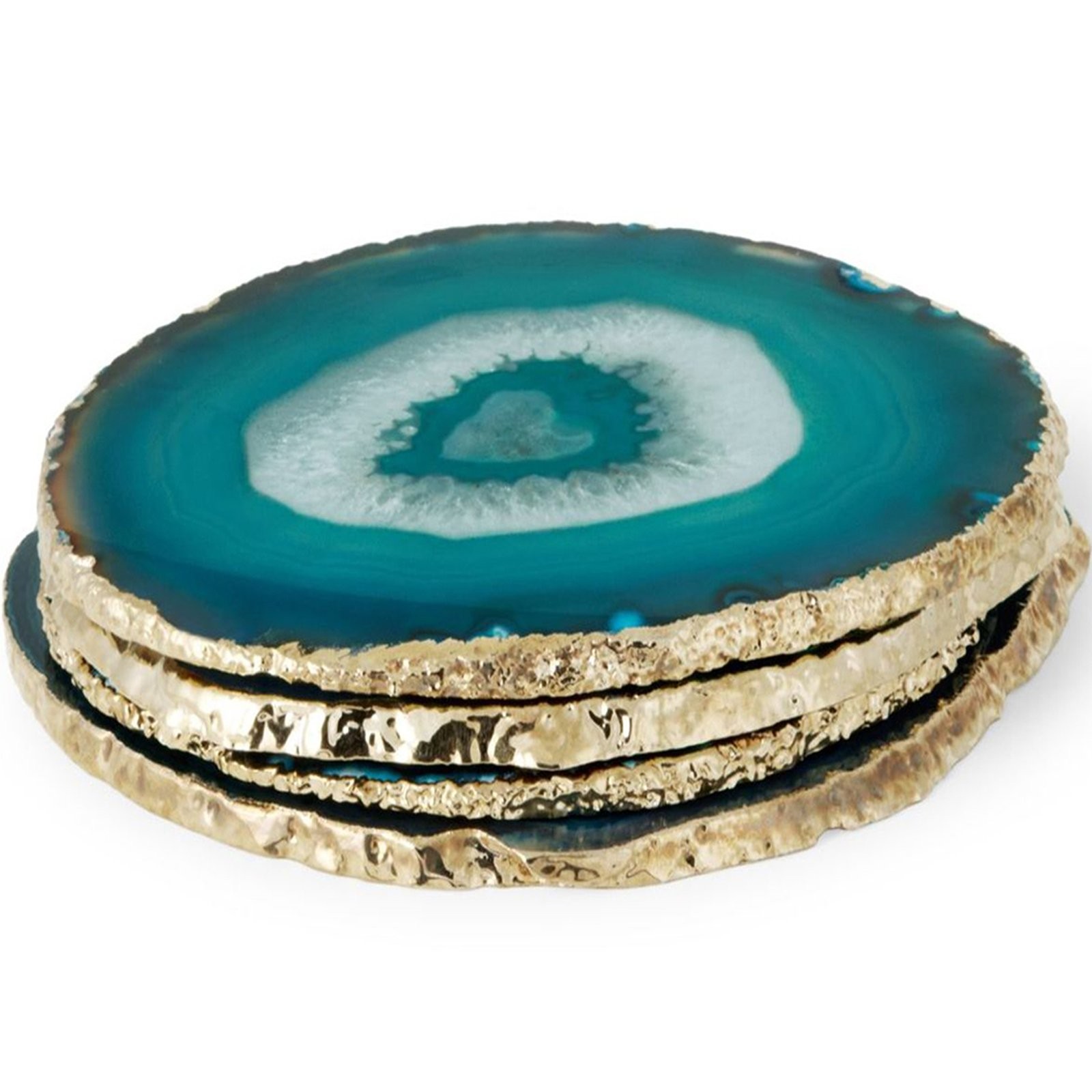 Aerin I Set Of 4 Teal Agate Coasters