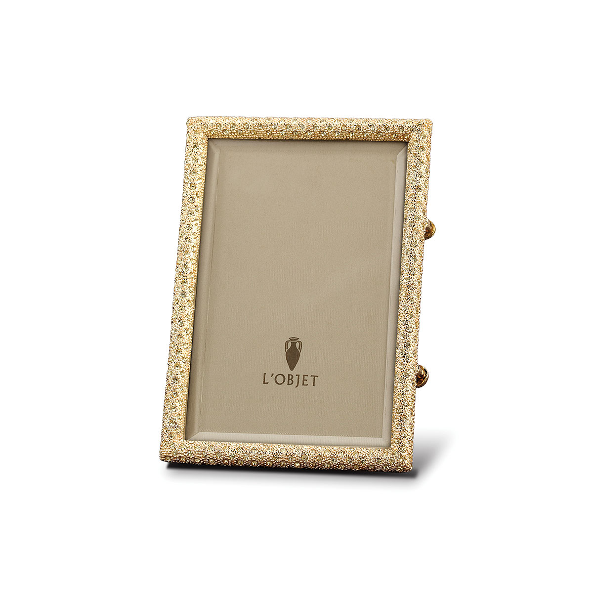 L'Objet I Rectangular Pave Frame Medium Gold Yellow Crystals