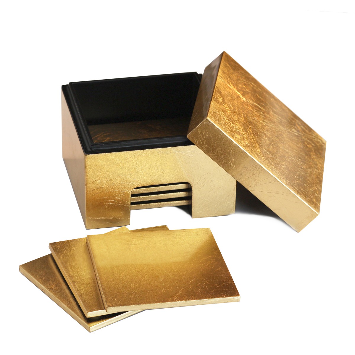Posh Trading I Coasters I Coastbox Silver Leaf I Gold