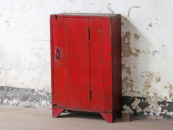 Rustic Vintage Red Cabinet Red