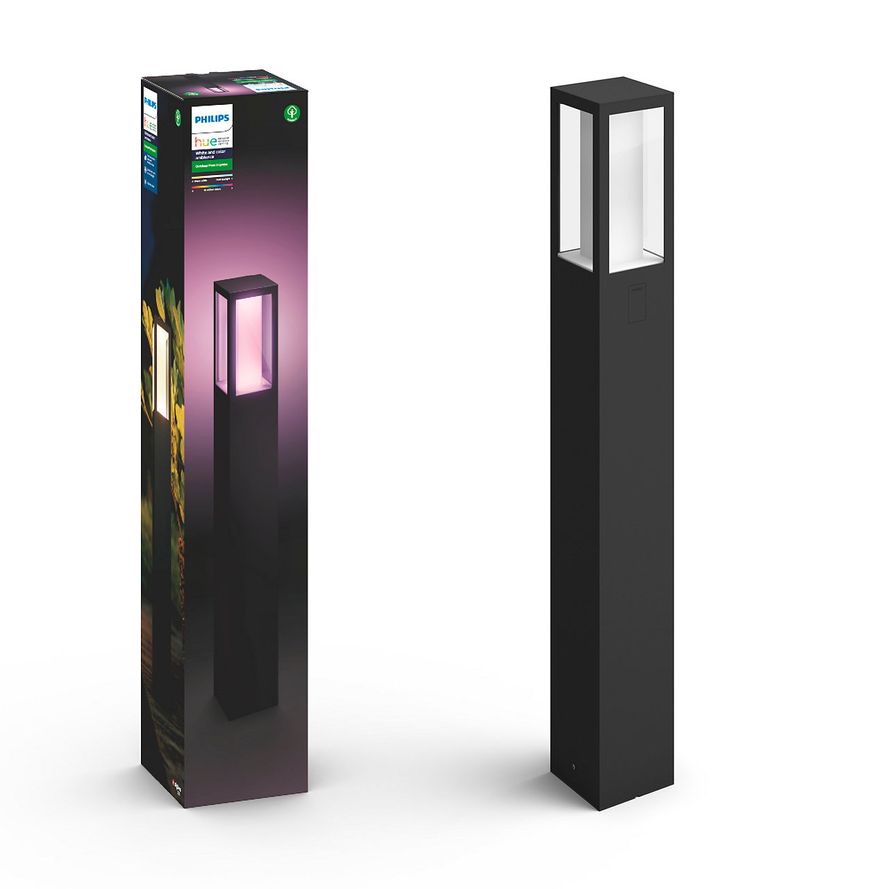 Philips Hue - Impress Post Black Outdoor - White & Color Ambiance