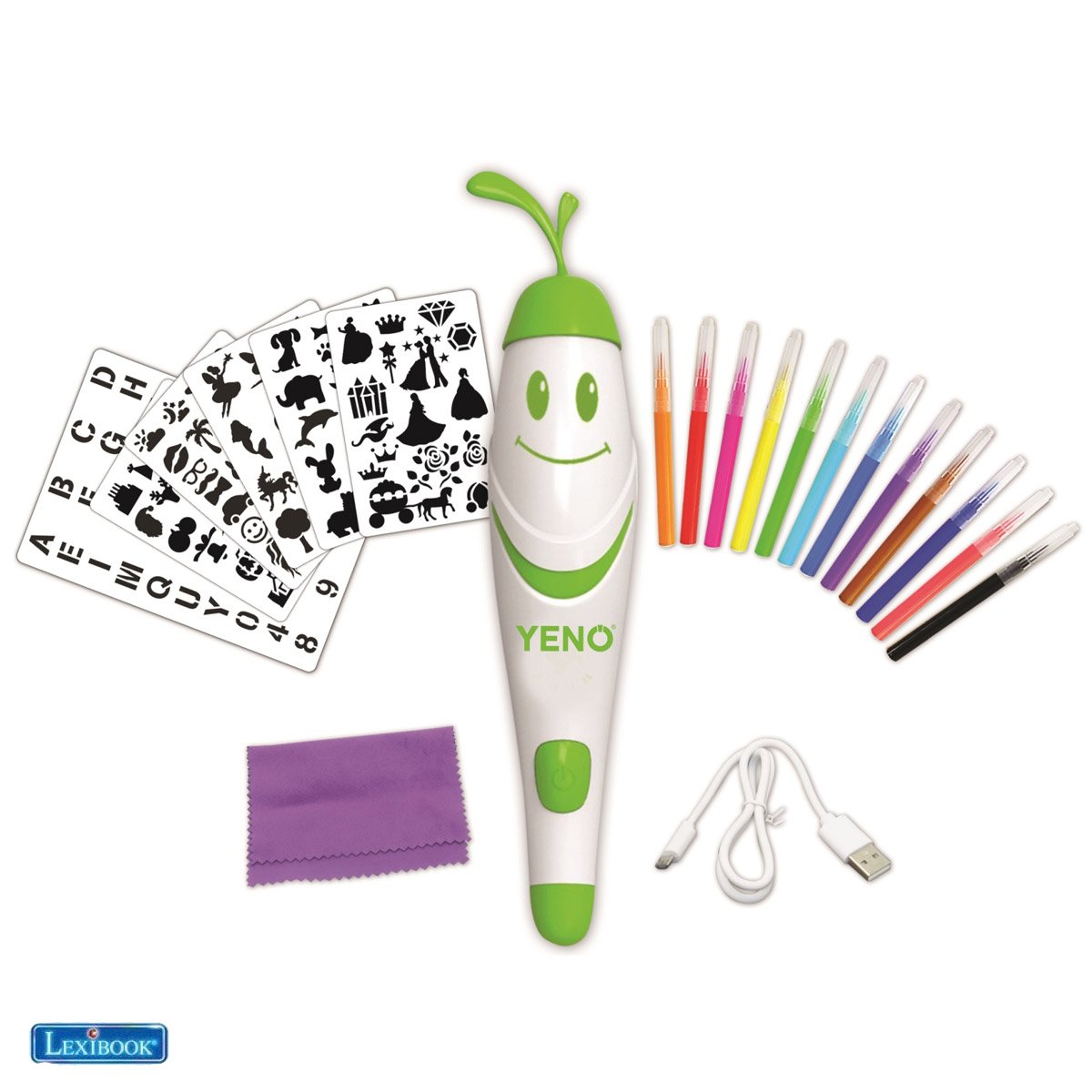 Lexibook - Aerograph, the magical electronic air spray marker incl. stencils and 12 watercolor pens (CR800)