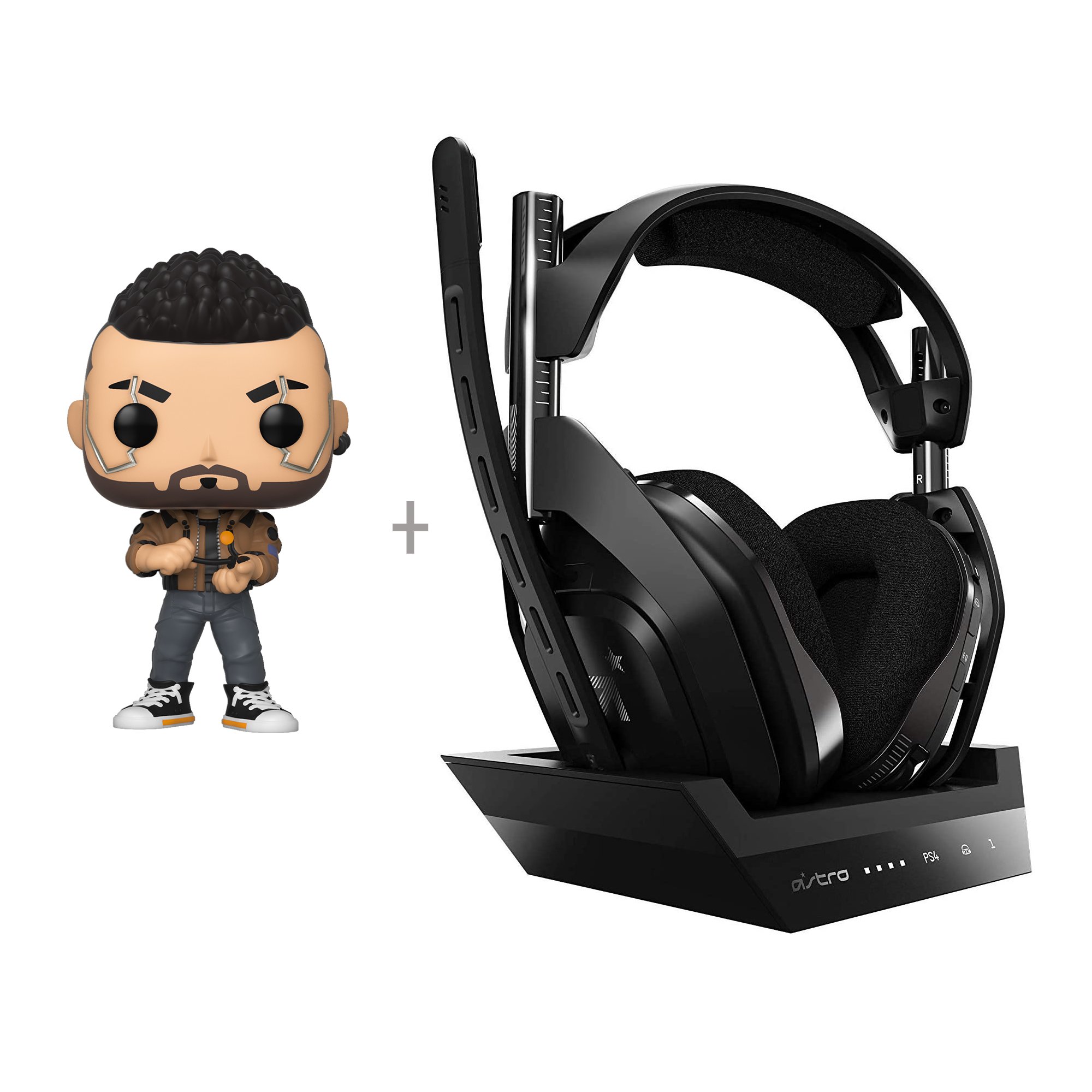 Astro - A50 Wireless + Base Station for PlayStation® 4/PC + Funko! POP - Games: Cyberpunk 2077 - V-Male (47159) - Bundle