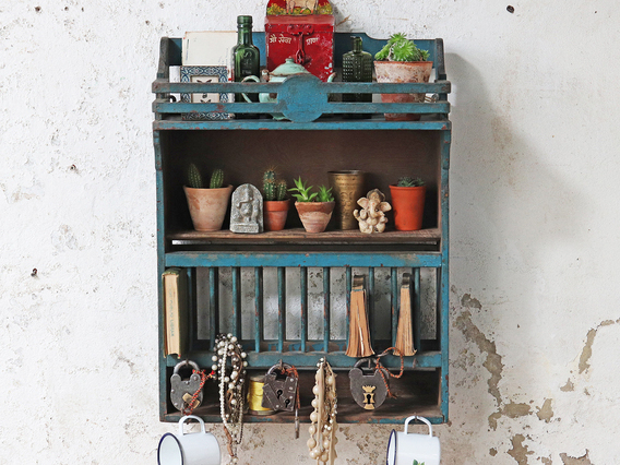Vintage Blue Wall Rack Blue