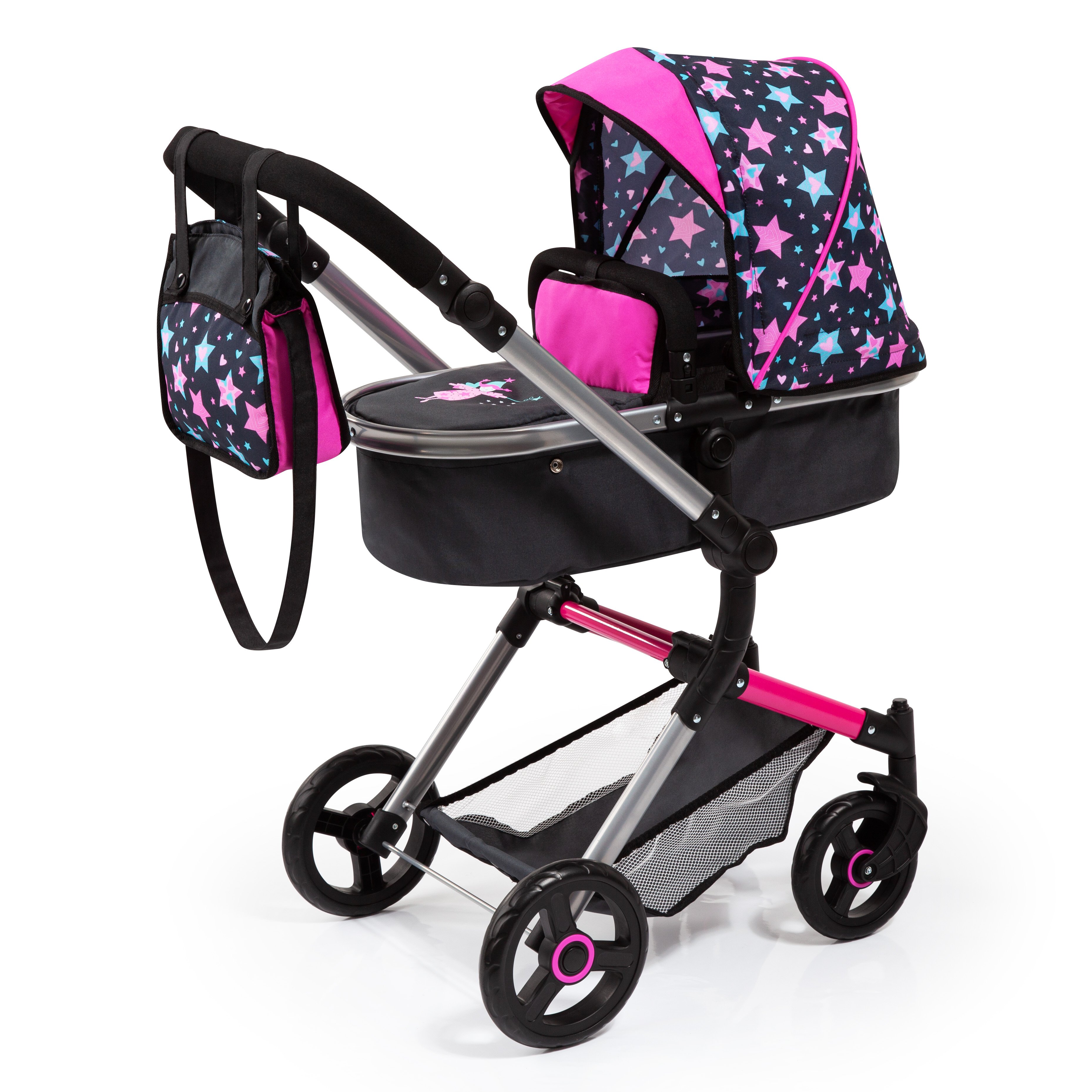 Bayer - Combi Dolls Pram - Vario - Black Stars (18406AA)
