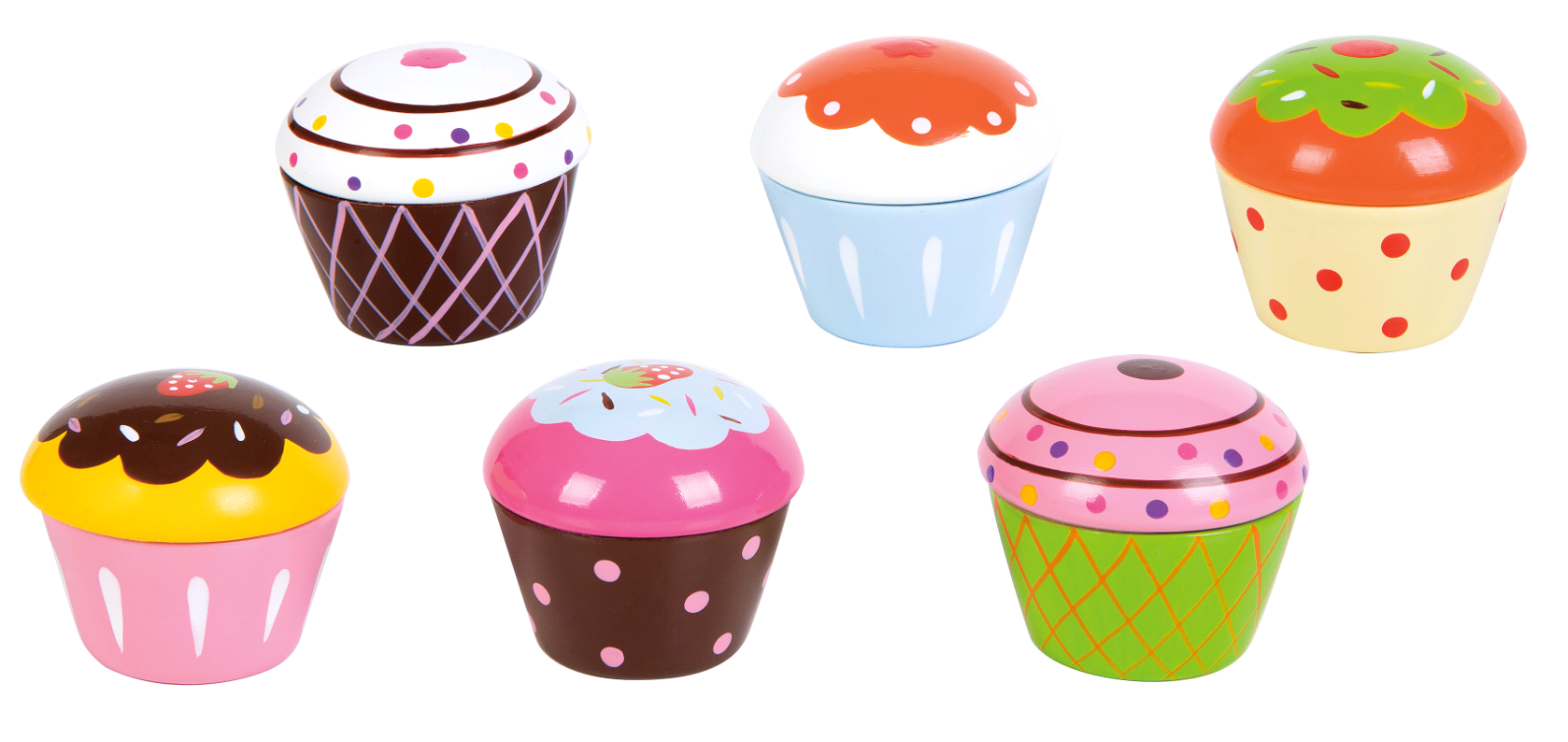 Small Wood - Cupcake Assortment 6Pcs (L40128)