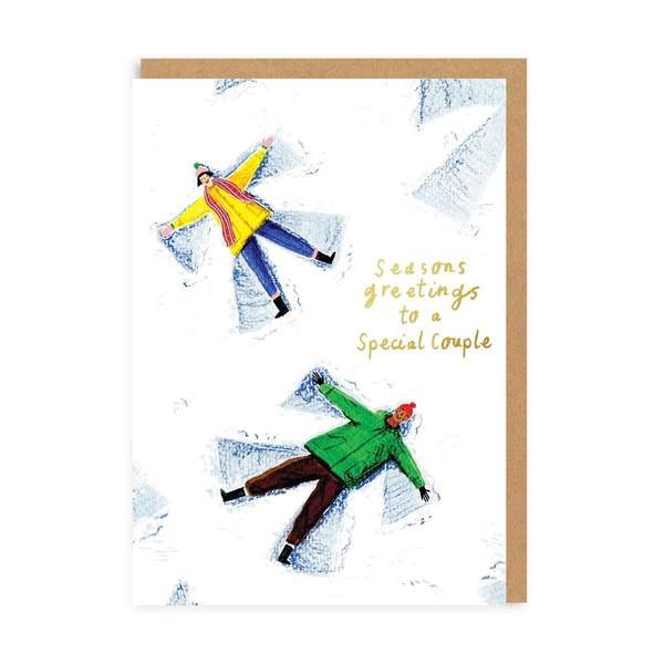 Special Couple Snow Angels Christmas Card