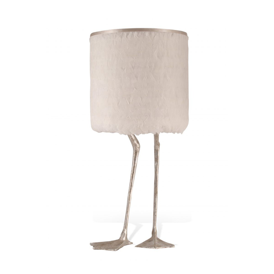 Porta Romana I Duck Feet Lamp I Decayed Silver With White Duck Feather/Silver lining