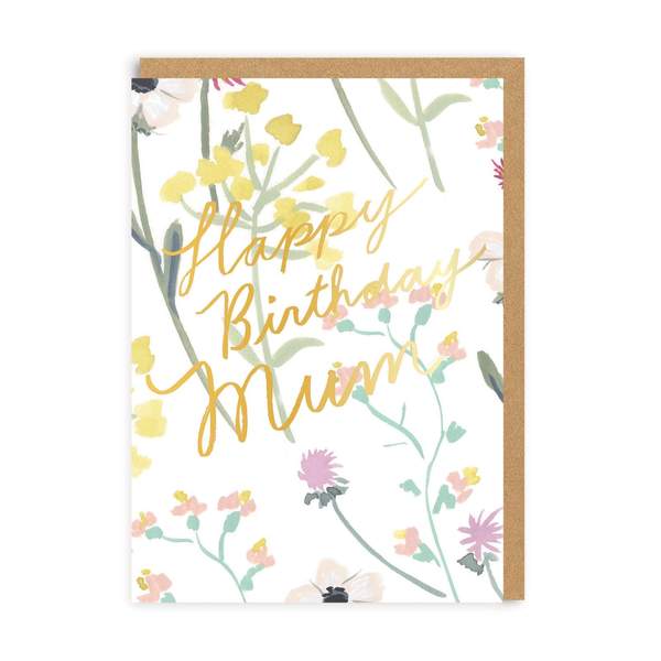 Mum Happy Birthday Floral Greeting Card
