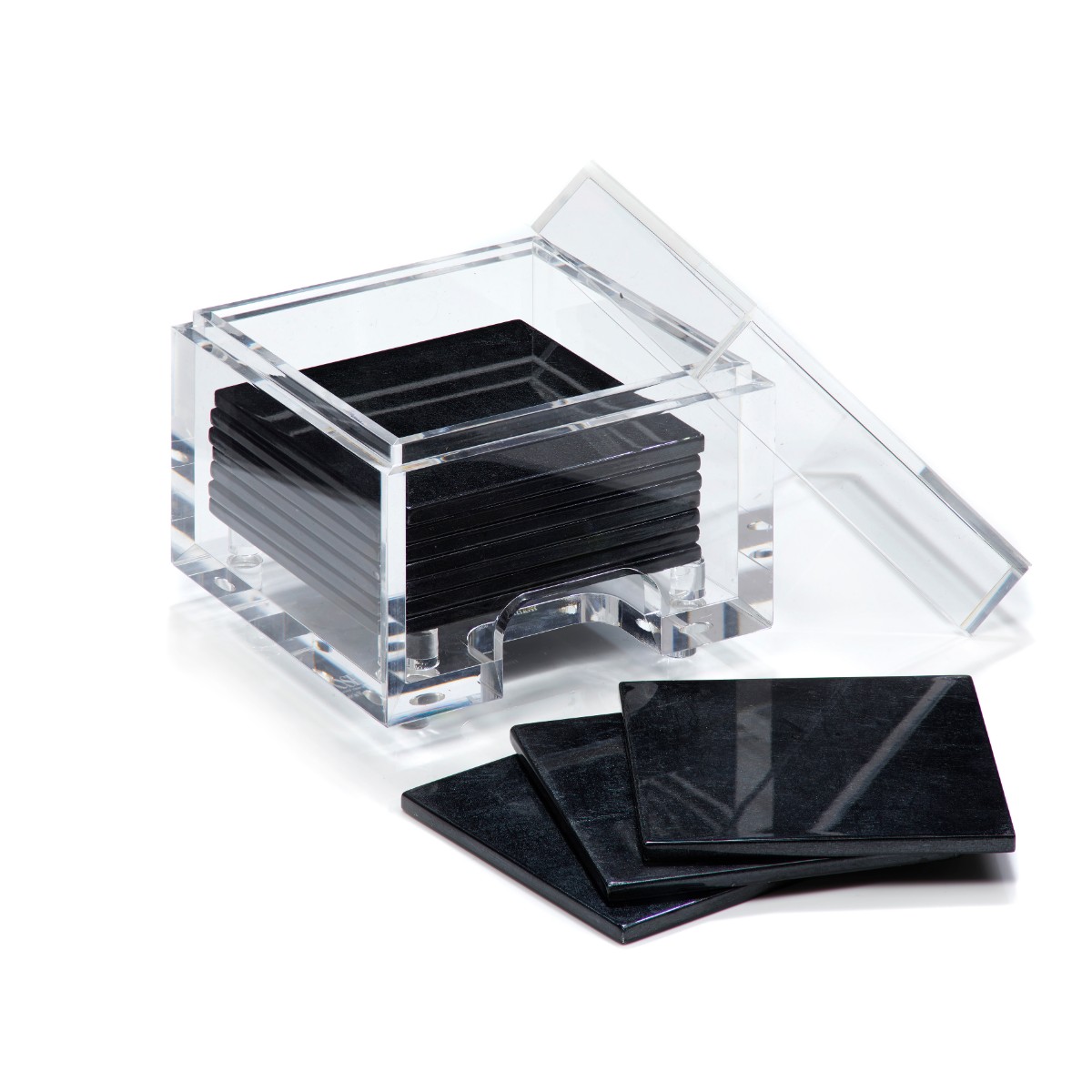Posh Trading I Coasters I Coastbox Clear I Silver Leaf I Stormy Sky