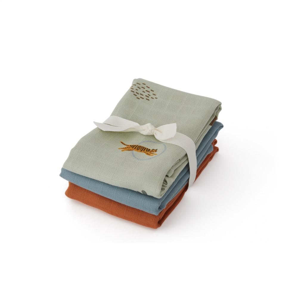 OYOY Mini - Organic Muslin Cloth Square, 3 pc - Tiger