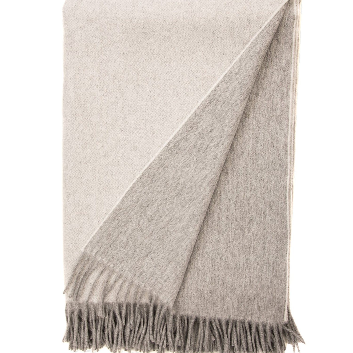 Begg X Co I Jura Reversible Lambswool Angora Throw Flannel White