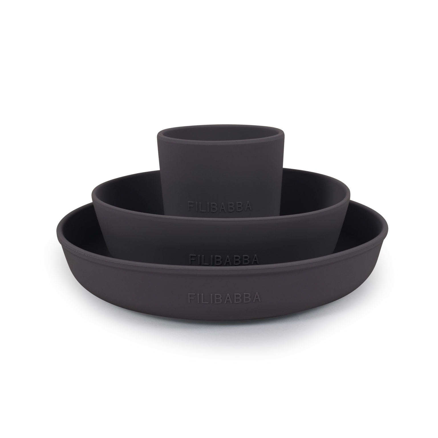 Filibabba - Silicone Dinner set, Stone grey (SI001)