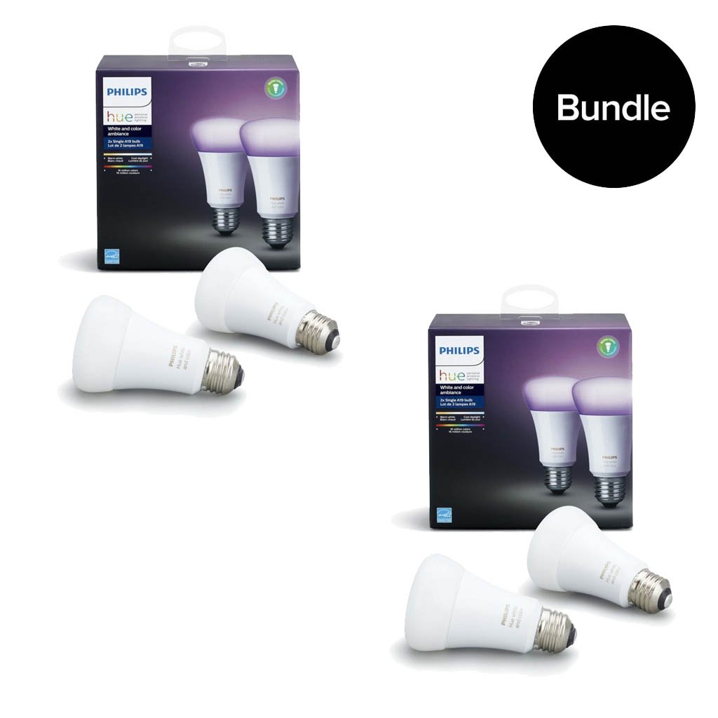 Philips Hue - E27 2x 2 Pack - White & Color Ambiance - Bluetooth - Bundle