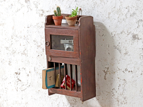 Rustic Cabinet With Rack Brown