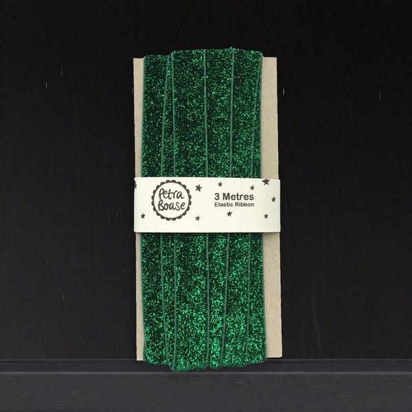 Green Glitter Elastic Ribbon 3M