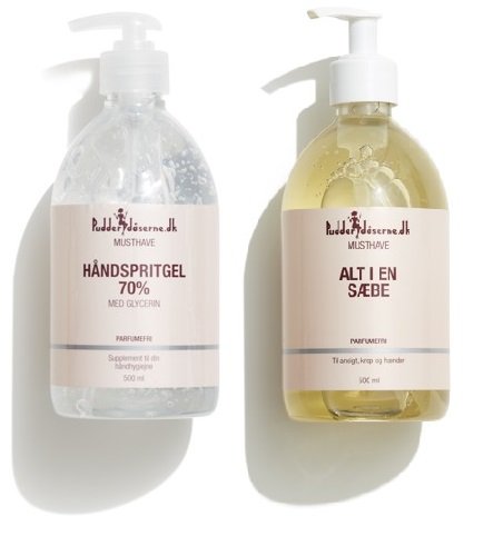 Pudderdåserne - Hand Sanitizer 70% 500 ml + All in One Soap 500 ml