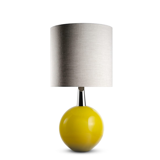 Porta Romana I Bishop Lamp Egg Yolk With Nickel Collar
