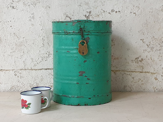 Geeen Metal Storage Drum Green
