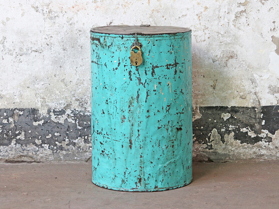 Vintage Storage Drum Green