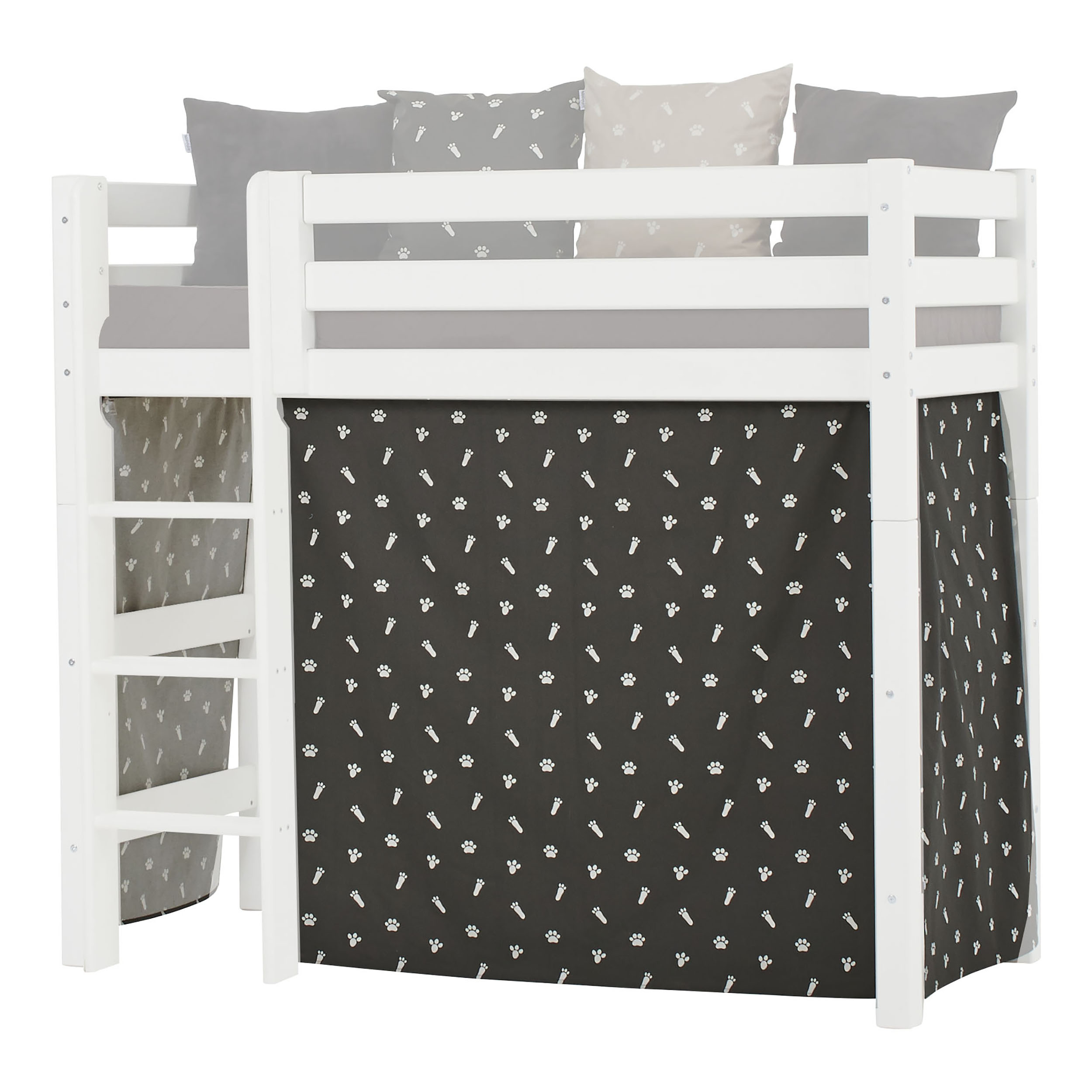 Hoppekids - Play Curtain Mid-High Bed 70x160 cm - Pets Granite Grey
