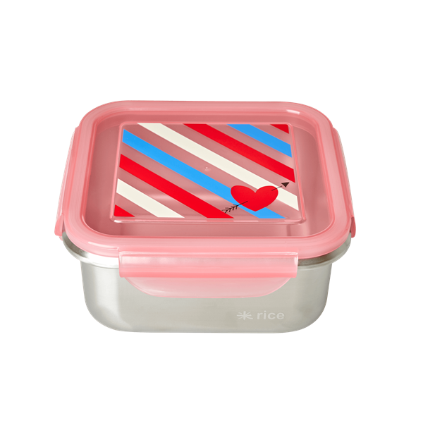 Rice - Stainless Steel Square Lunchbox - Candy Stripes Print