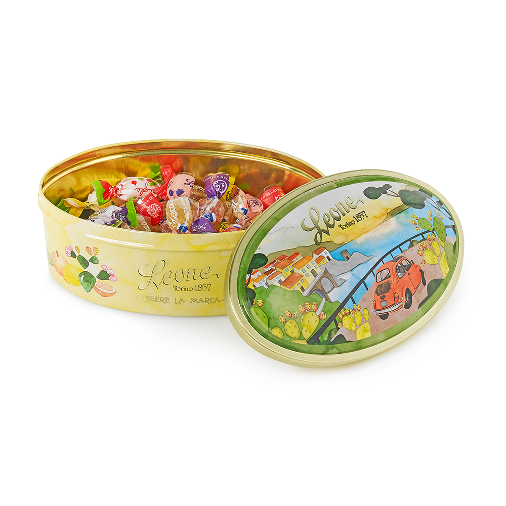 'A Drive on the Amalfi Coast' Tin of Fruit Sweets and Jellies 100g by Leone