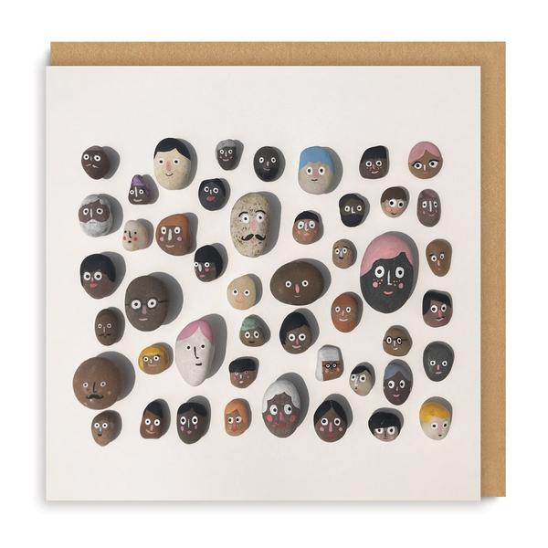 Stone Faces Square Greeting Card