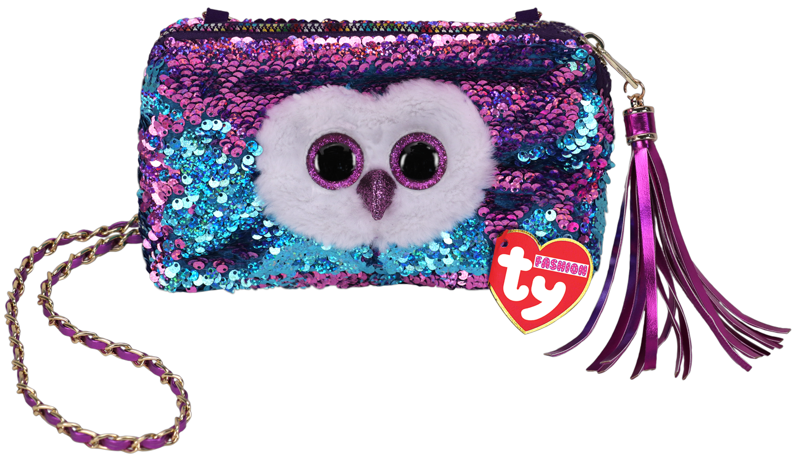 Ty Plush - Sequin Square Purse - Moonlight the Purple Owl (TY95148)