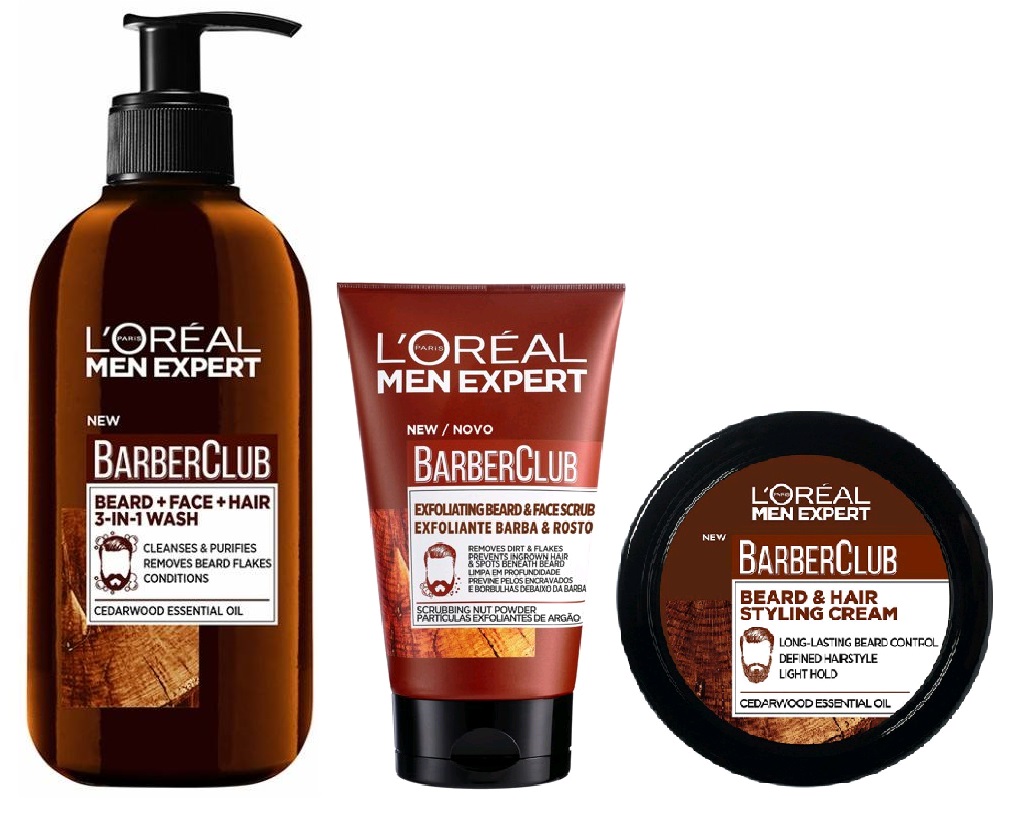 L'Oréal - Men Expert Barber Club Beard and Face Wash 200 ml + Styling Creme 50 ml + Exfoliating Beard & Face Scrub 100 ml