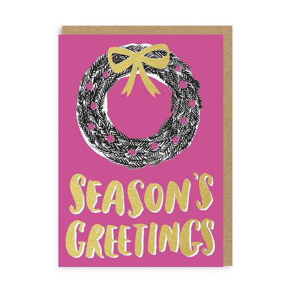 Season's Greetings Wreath Christmas Card