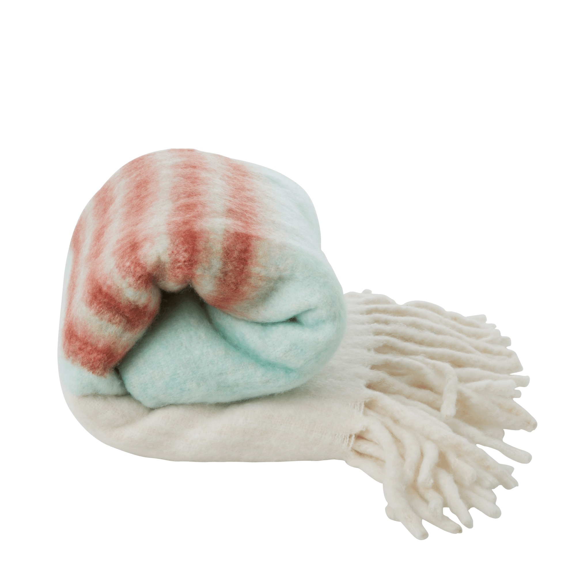 Rice - Wool Mix Blanket - Ice Blue and Brown w. Stripes