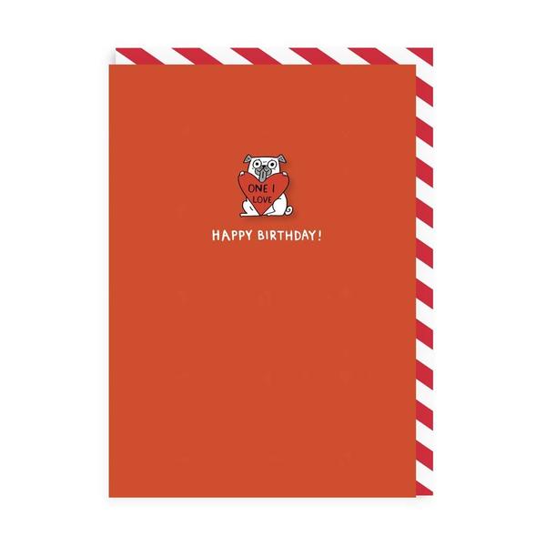 One I Love Birthday Enamel Pin Card