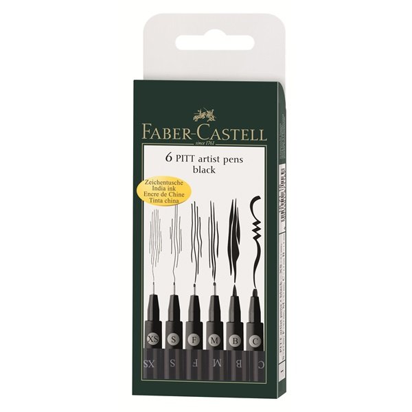 Faber-Castell - 6 pitt Artist Pen, brush - Black (167116)