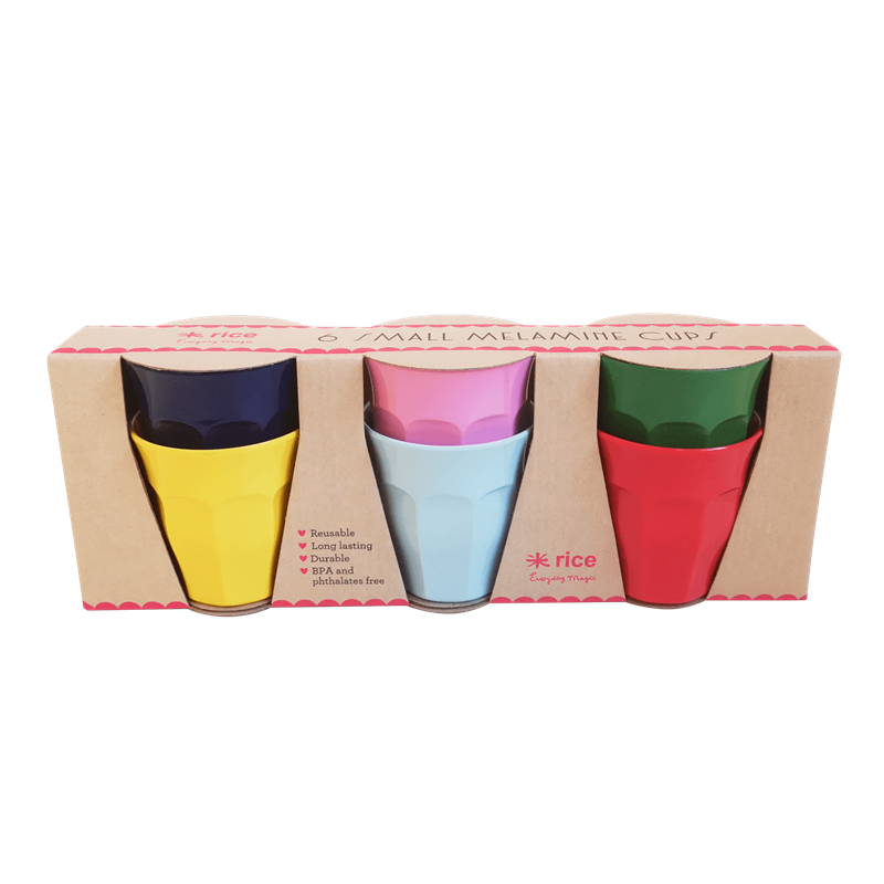 Rice - 6 Pcs Small Melamine Kids Cups - Favorite Colors