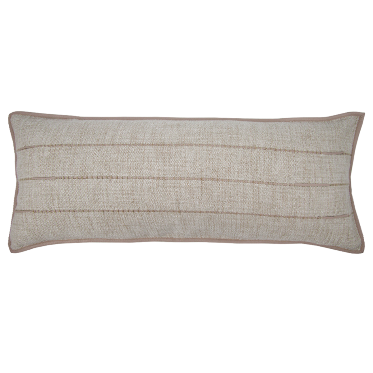 de Le Cuona | Hoxton Sofa Cushion With Leather Detail Flax
