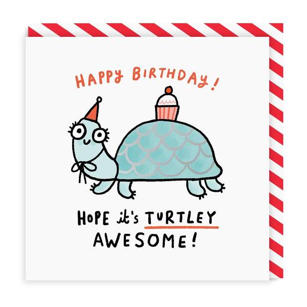 Turtley Awesome Birthday Square Greeting Card