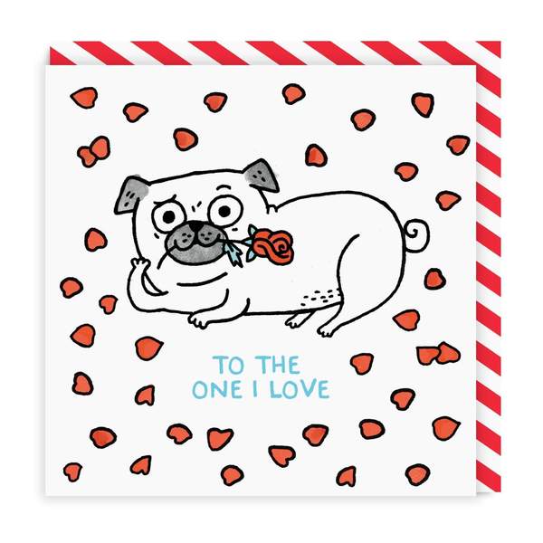 One I Love Pug Square Greeting Card