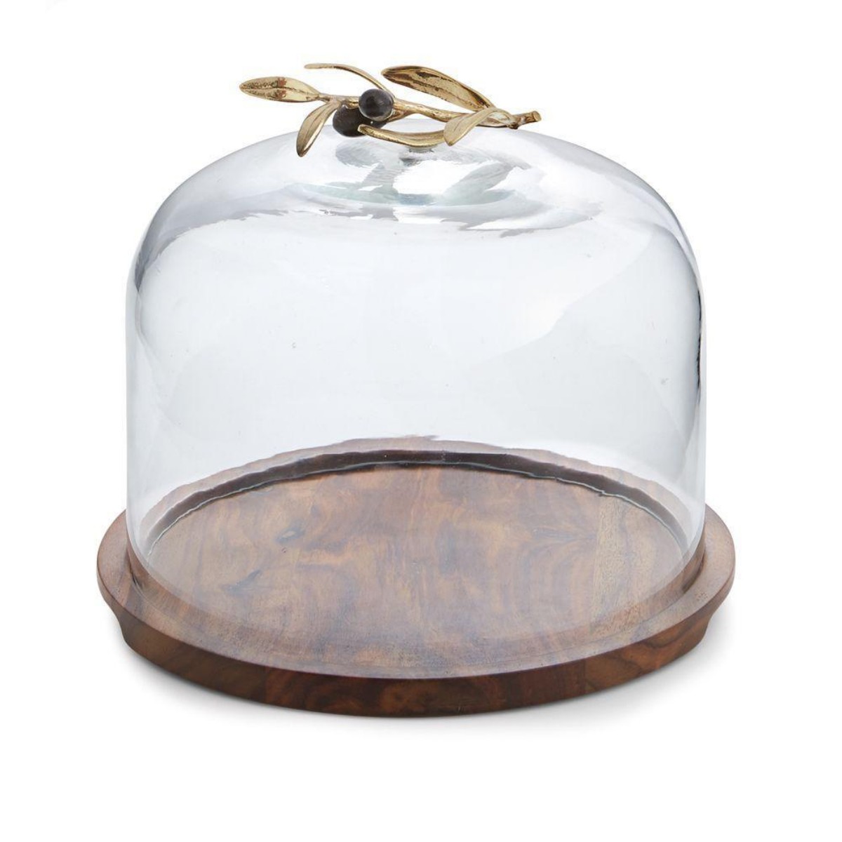 Michael Aram I Olive Branch Glass Dome w/ Wood Base