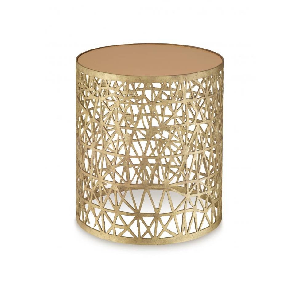 Porta Romana I Cocoon side table DECAYED GOLD WITH APRICOT GLASS