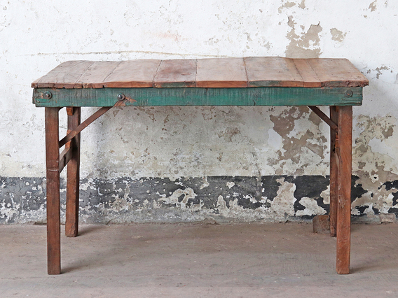 Small Wooden Folding Table - Painted Rim Brown
